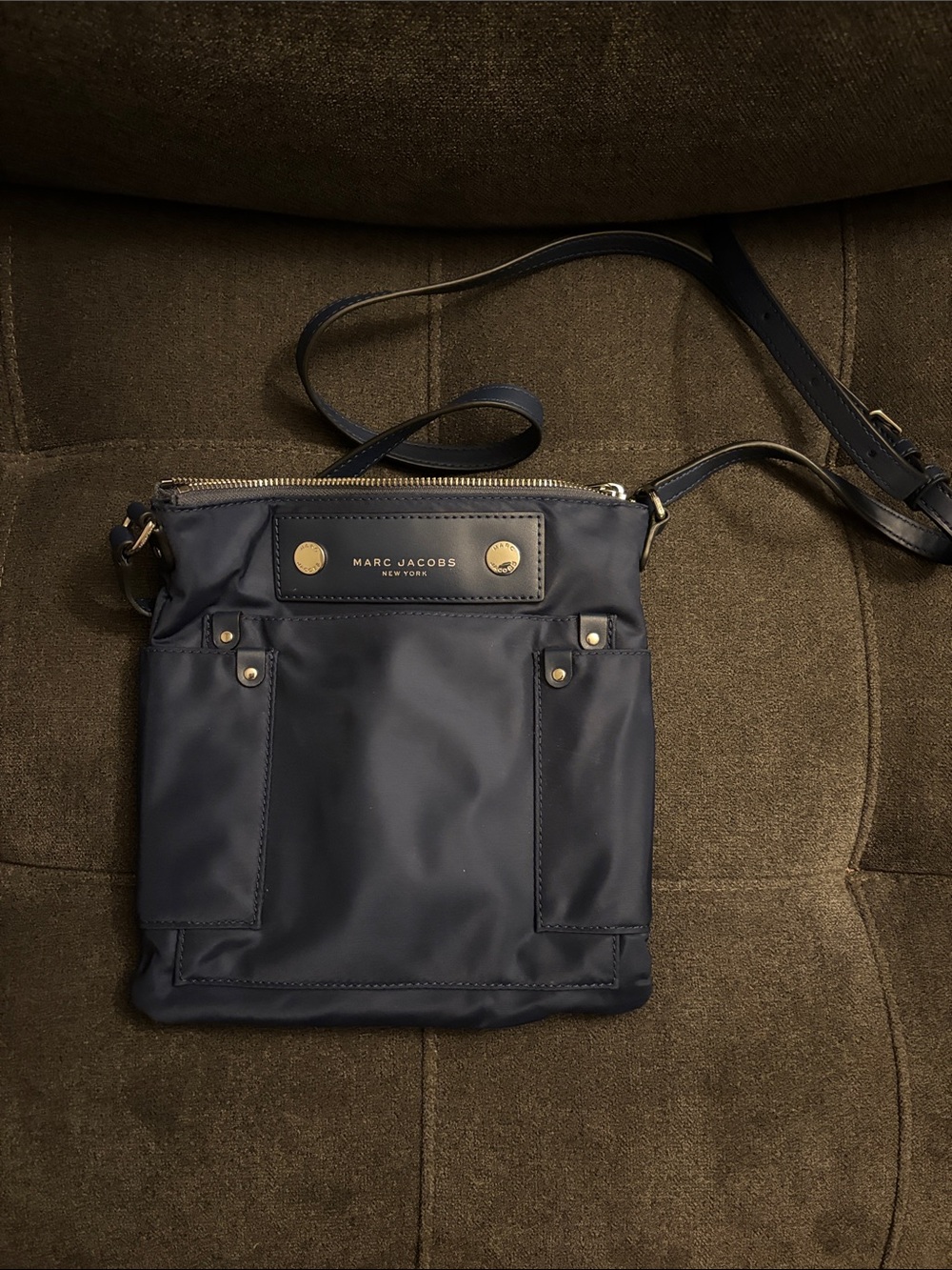 Marc Jacobs Navy Crossbody Shoulder Bag with Gold Accents